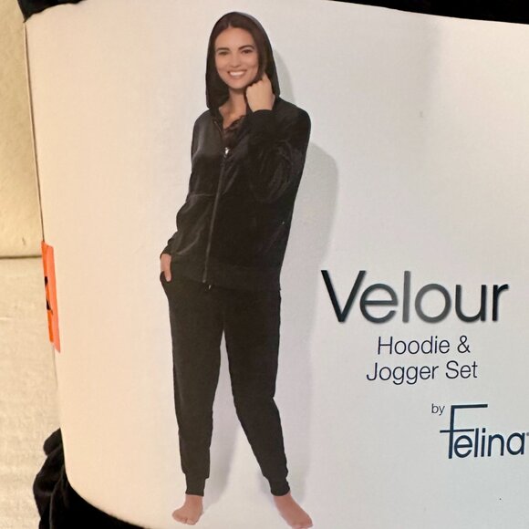 Felina Women's Luxe Velour Track Suit Size XXL Black Soft Loungewear Relax Fit - Picture 4 of 13